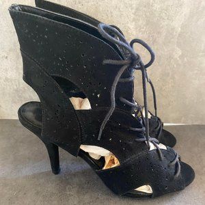 NWOT Cato Black Lace Up High Heels Size 7